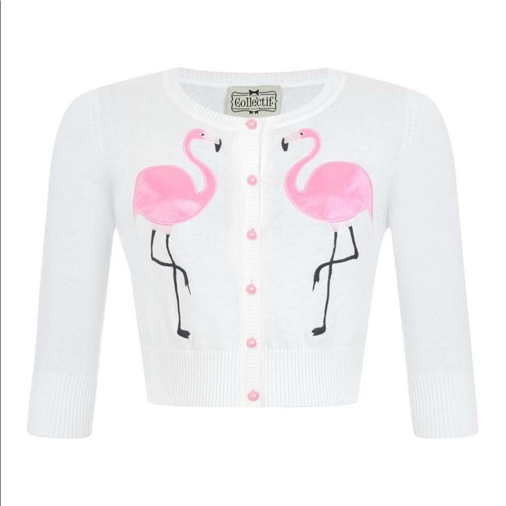 Collectif Mainline Lucy Flamingo Cardigan 2XL